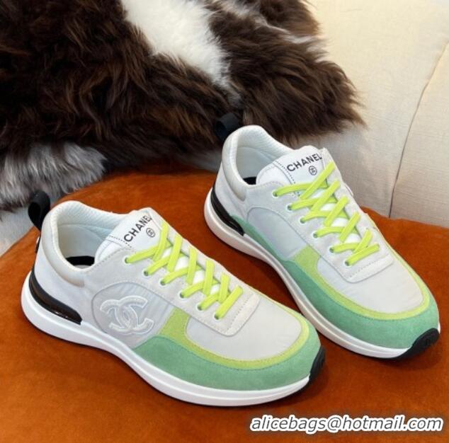 Popular Style Chanel Fabric & Suede Sneakers G38299 Green 032503