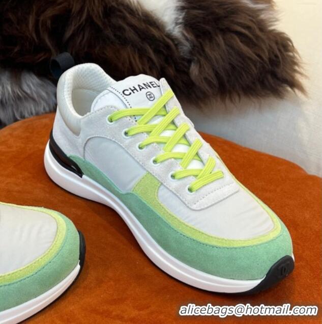 Popular Style Chanel Fabric & Suede Sneakers G38299 Green 032503