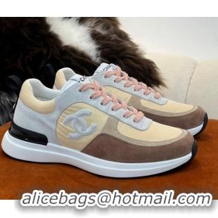 Top Grade Chanel Fabric & Suede Sneakers G38299 Brown 032504