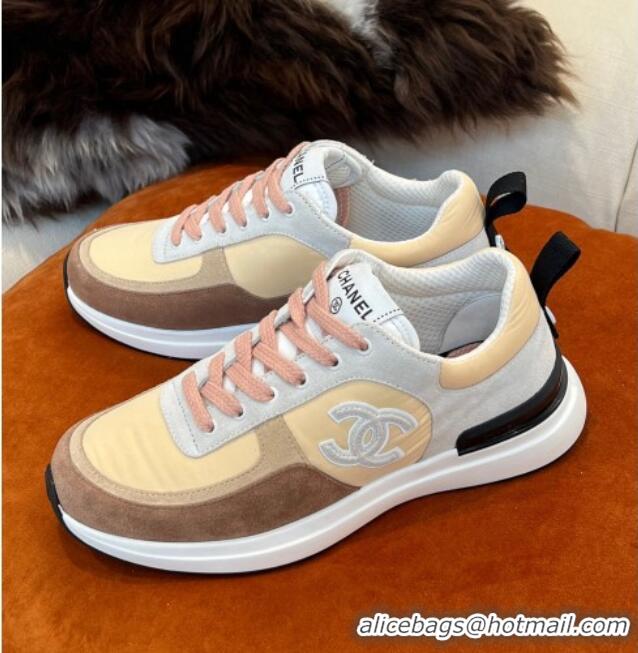 Top Grade Chanel Fabric & Suede Sneakers G38299 Brown 032504