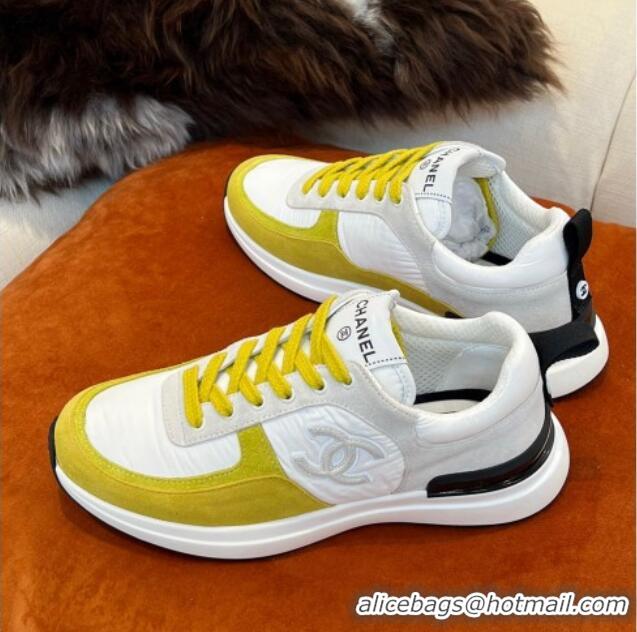 Hot Style Chanel Fabric & Suede Sneakers G38299 Yellow 032505