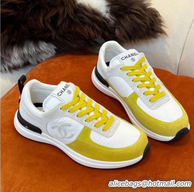 Hot Style Chanel Fabric & Suede Sneakers G38299 Yellow 032505