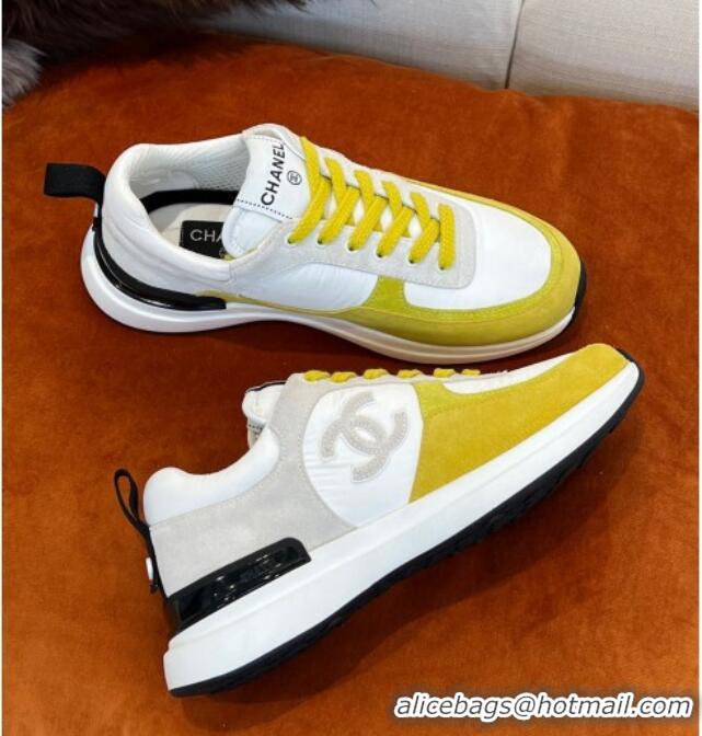 Hot Style Chanel Fabric & Suede Sneakers G38299 Yellow 032505