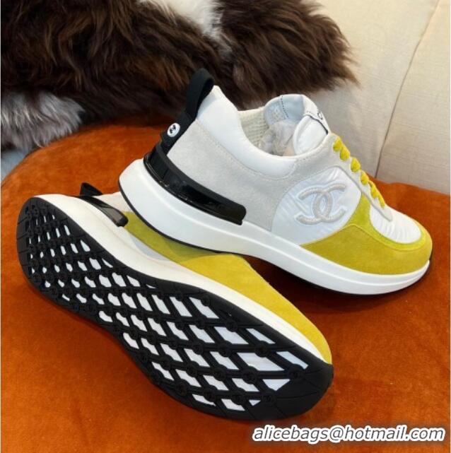 Hot Style Chanel Fabric & Suede Sneakers G38299 Yellow 032505