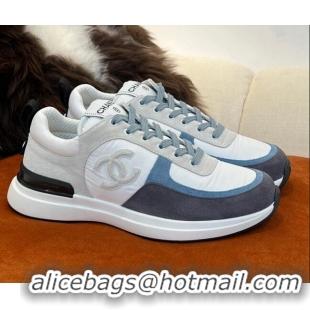 Stylish Chanel Fabric & Suede Sneakers G38299 Gray 032506