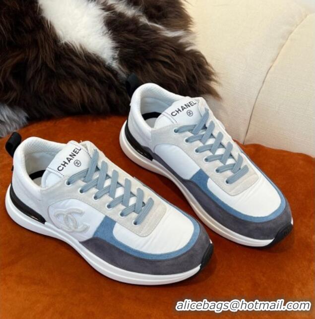 Stylish Chanel Fabric & Suede Sneakers G38299 Gray 032506