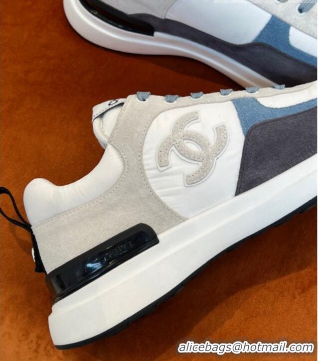 Stylish Chanel Fabric & Suede Sneakers G38299 Gray 032506