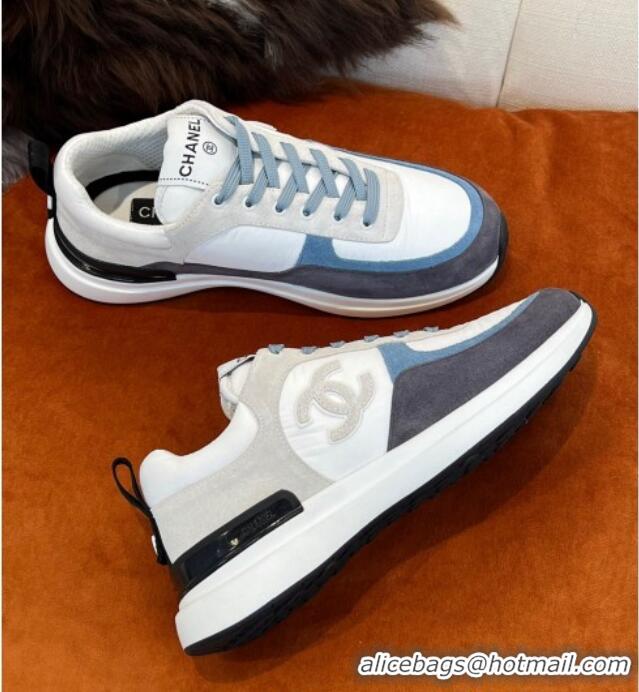 Stylish Chanel Fabric & Suede Sneakers G38299 Gray 032506