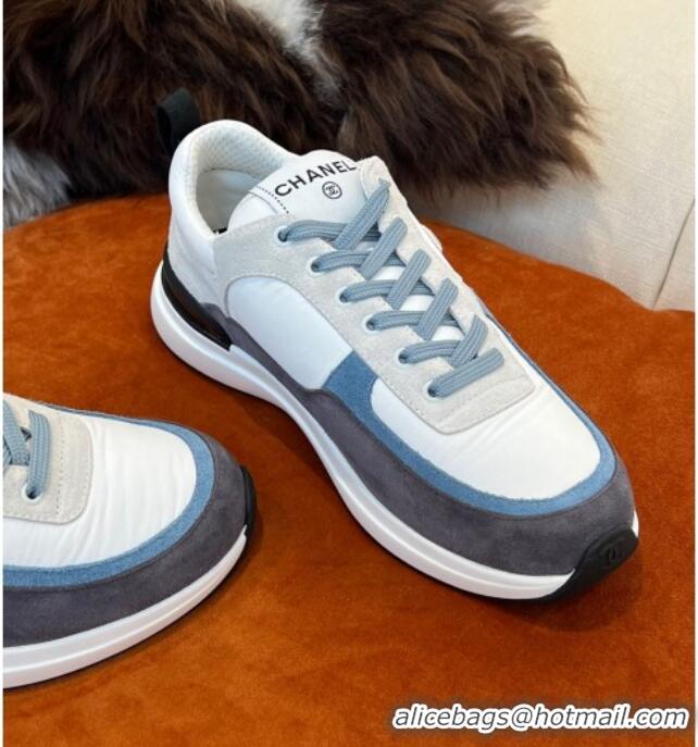 Stylish Chanel Fabric & Suede Sneakers G38299 Gray 032506