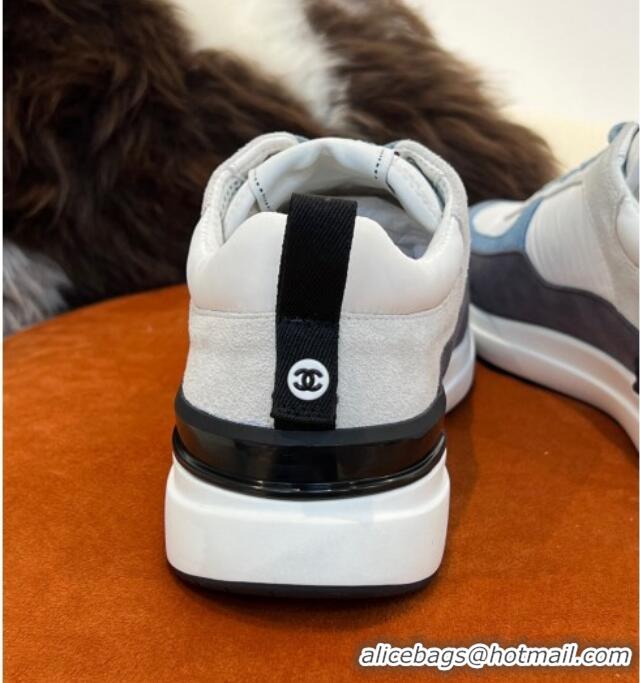 Stylish Chanel Fabric & Suede Sneakers G38299 Gray 032506