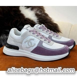 Sumptuous Chanel Fabric & Suede Sneakers G38299 Purple 032507