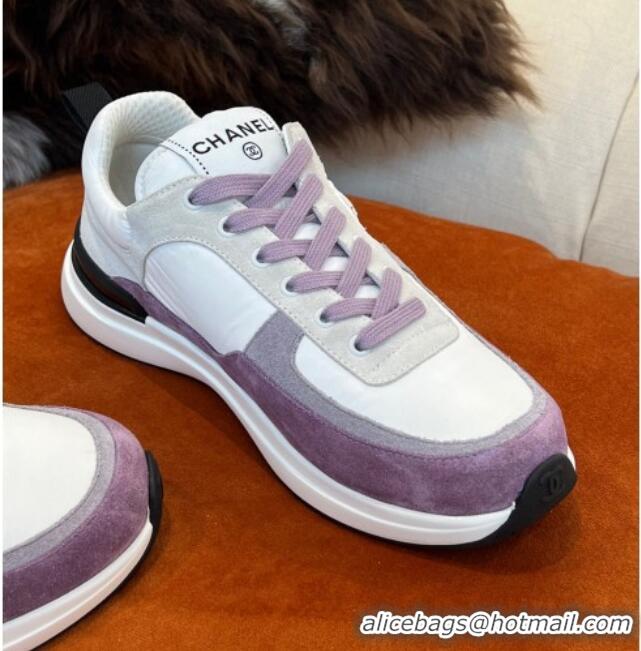 Sumptuous Chanel Fabric & Suede Sneakers G38299 Purple 032507