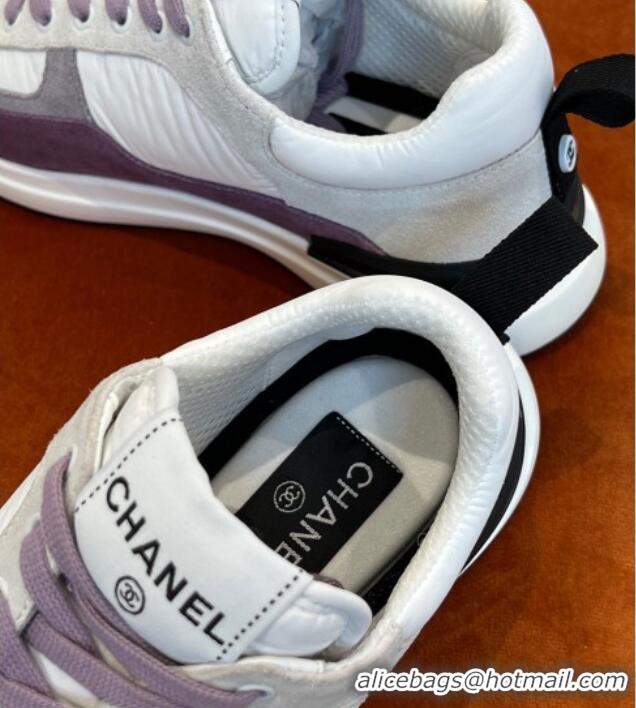 Sumptuous Chanel Fabric & Suede Sneakers G38299 Purple 032507