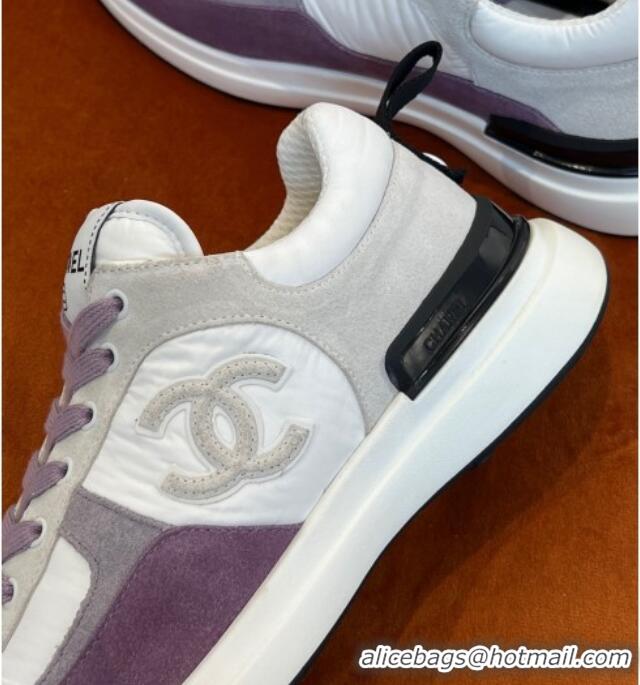 Sumptuous Chanel Fabric & Suede Sneakers G38299 Purple 032507