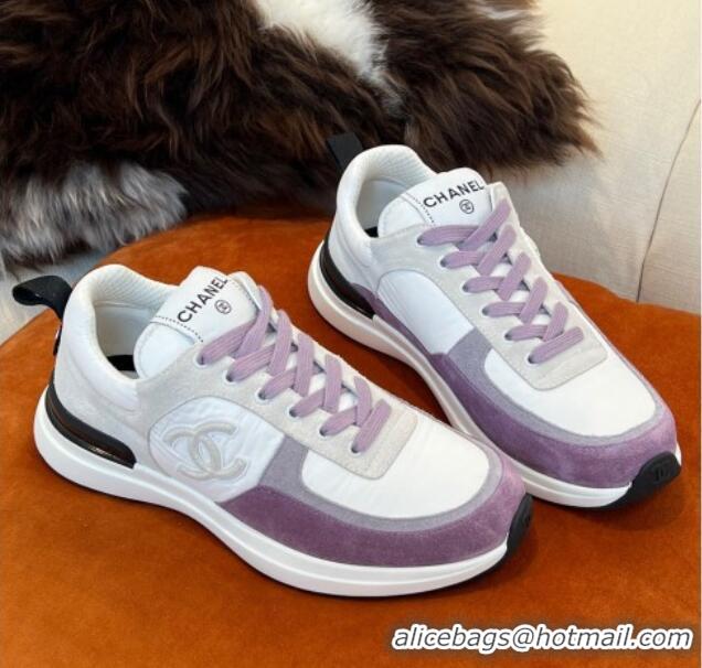 Sumptuous Chanel Fabric & Suede Sneakers G38299 Purple 032507