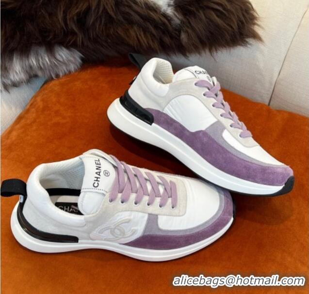 Sumptuous Chanel Fabric & Suede Sneakers G38299 Purple 032507