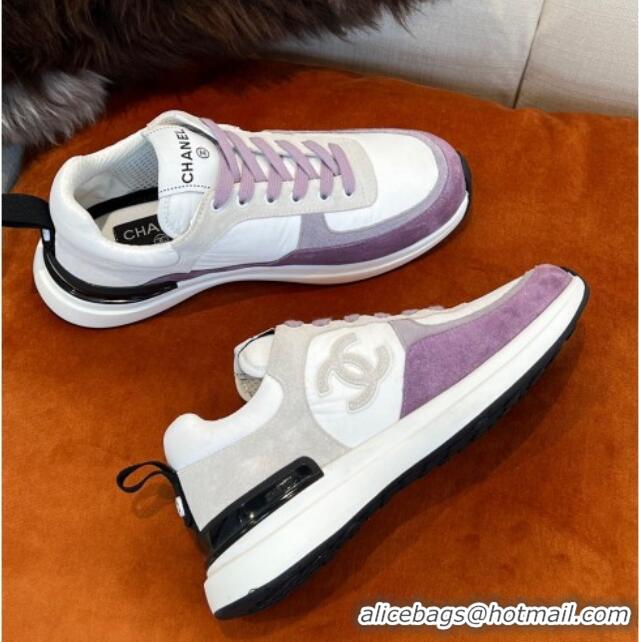 Sumptuous Chanel Fabric & Suede Sneakers G38299 Purple 032507