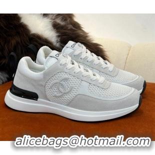 Cheapest Chanel Fabric & Mesh Sneakers G38299 White 032508