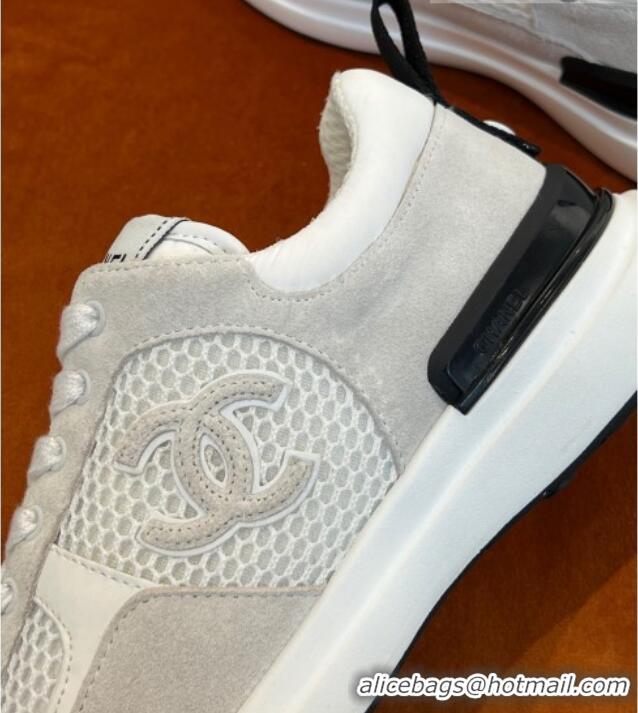 Cheapest Chanel Fabric & Mesh Sneakers G38299 White 032508