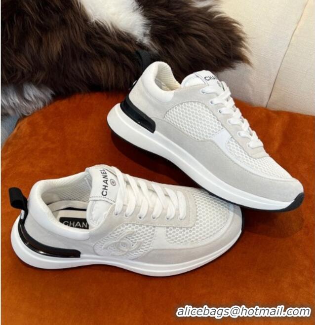 Cheapest Chanel Fabric & Mesh Sneakers G38299 White 032508