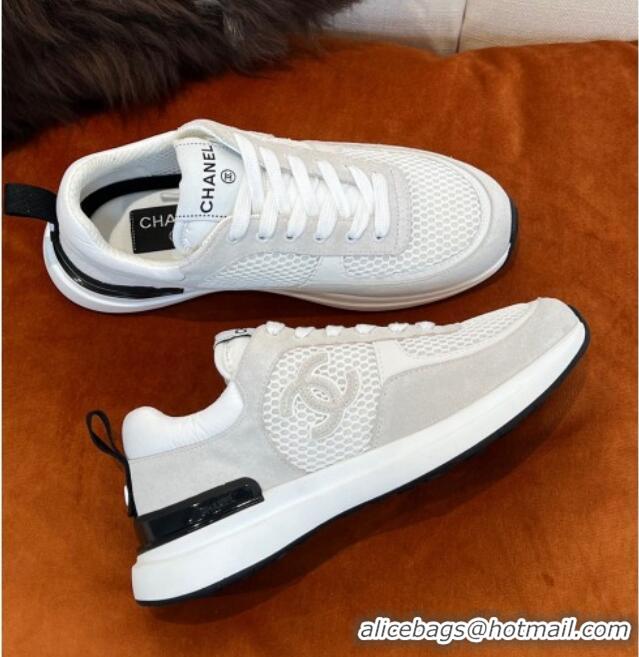 Cheapest Chanel Fabric & Mesh Sneakers G38299 White 032508