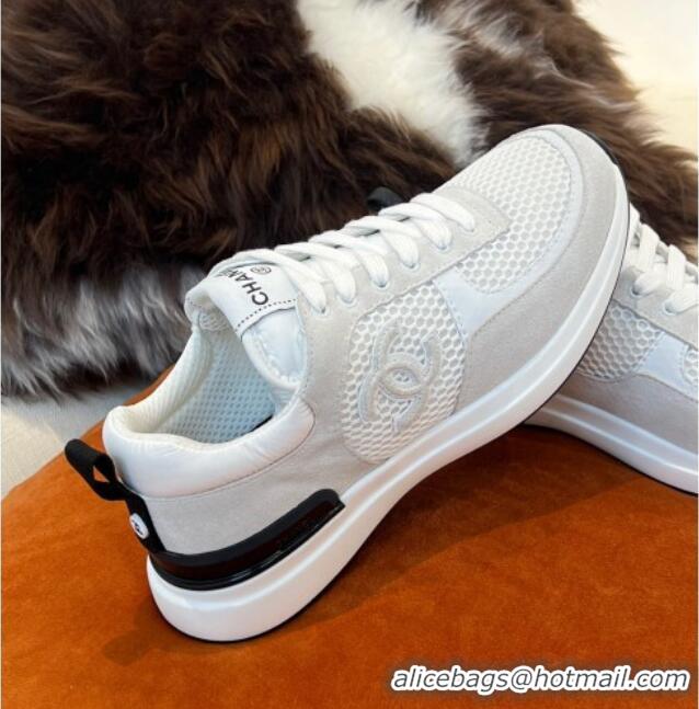 Cheapest Chanel Fabric & Mesh Sneakers G38299 White 032508