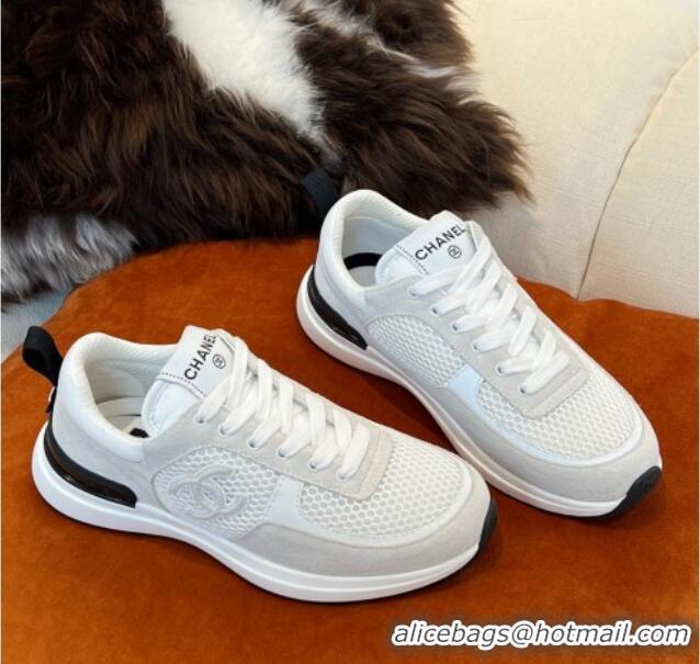 Cheapest Chanel Fabric & Mesh Sneakers G38299 White 032508