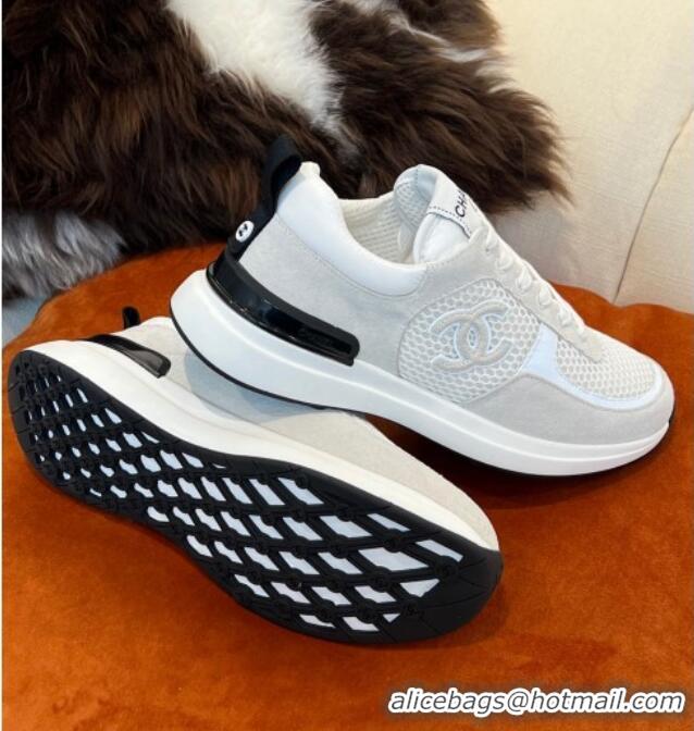 Cheapest Chanel Fabric & Mesh Sneakers G38299 White 032508