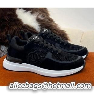 Best Grade Chanel Fabric & Mesh Sneakers G38299 Black 032509