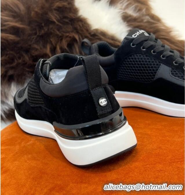 Best Grade Chanel Fabric & Mesh Sneakers G38299 Black 032509