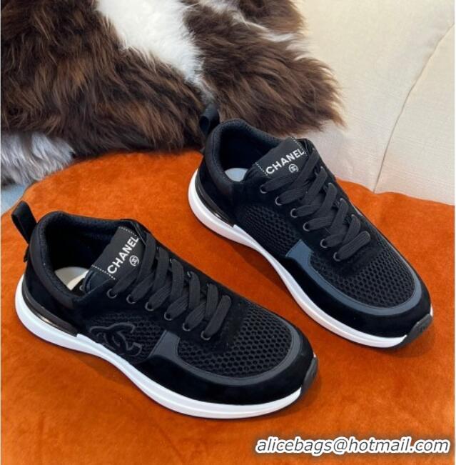 Best Grade Chanel Fabric & Mesh Sneakers G38299 Black 032509