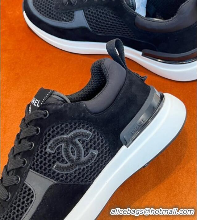 Best Grade Chanel Fabric & Mesh Sneakers G38299 Black 032509