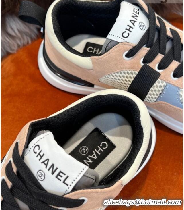 Luxury Chanel Fabric & Mesh Sneakers G38299 Nude 032510