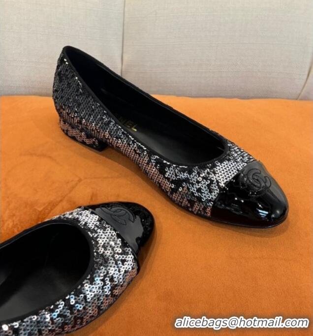 Classic Hot Chanel Sequins Flat Ballerinas Silver 032511