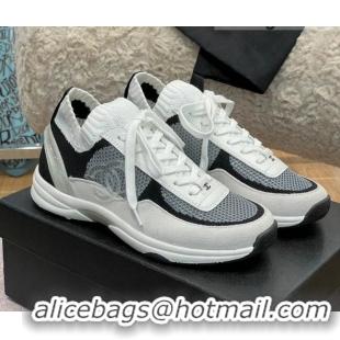 Luxury Chanel Knit and Suede Sneakers G38750 Dark Gray 032514