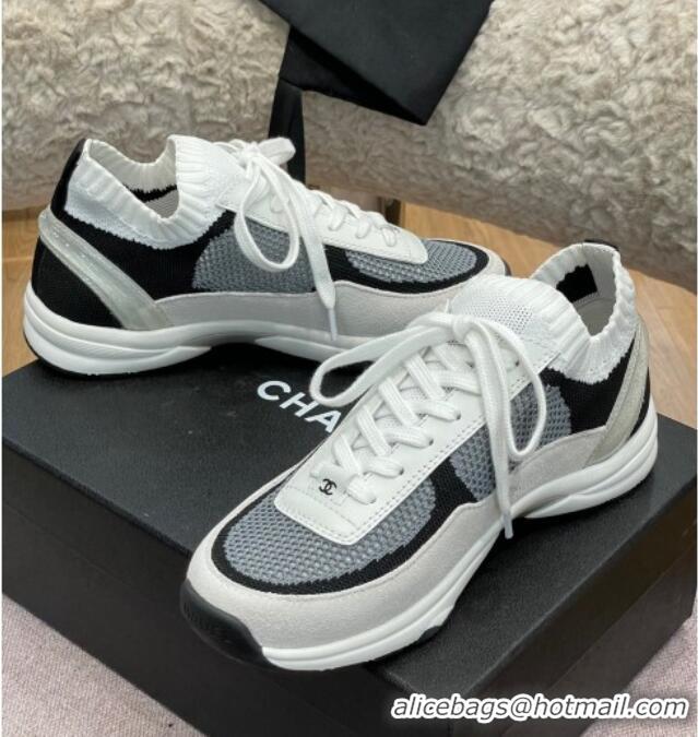 Luxury Chanel Knit and Suede Sneakers G38750 Dark Gray 032514