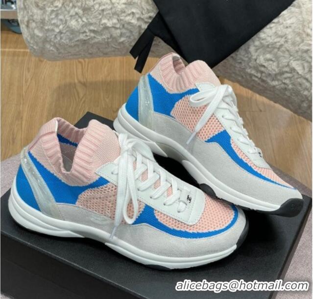 Good Quality Chanel Knit and Suede Sneakers G38750 Light Pink 032515