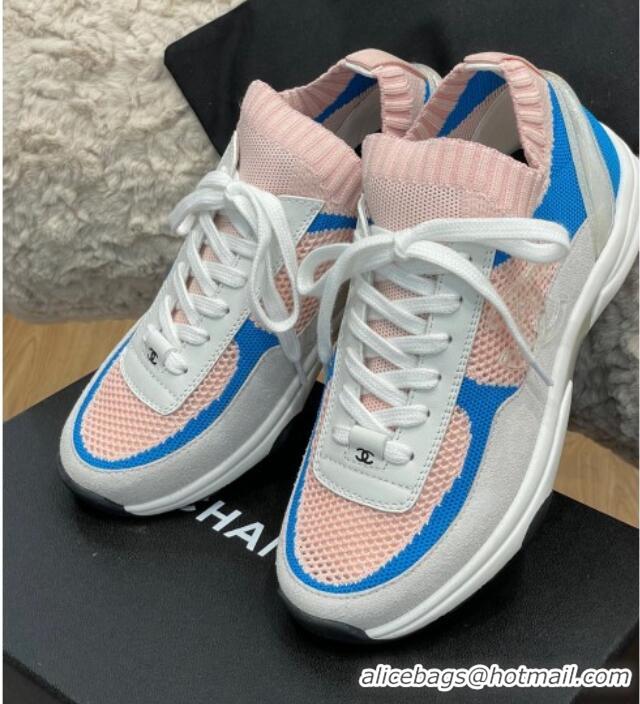 Good Quality Chanel Knit and Suede Sneakers G38750 Light Pink 032515