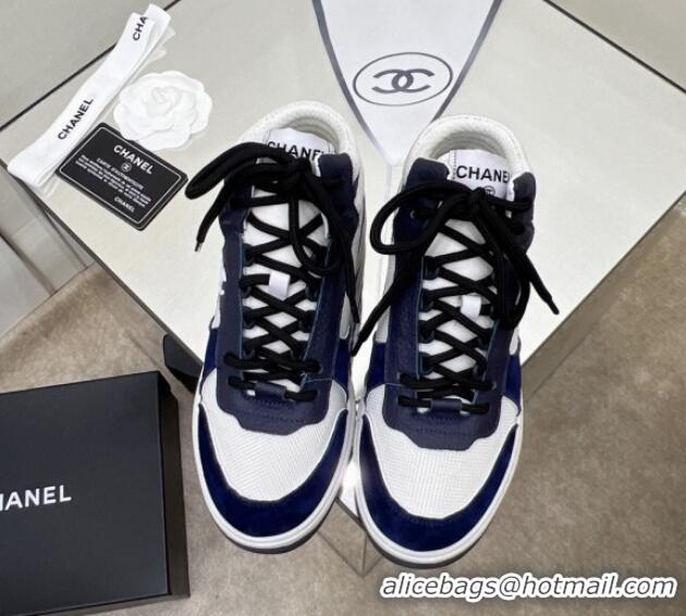 Sophisticated Chanel Fabric, Suede & Calfskin High top Sneakers G38804 White/Navy Blue 2022