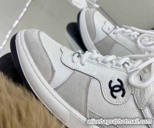 Duplicate Chanel Fabric, Suede & Calfskin High top Sneakers G38804 White/Gray 2022