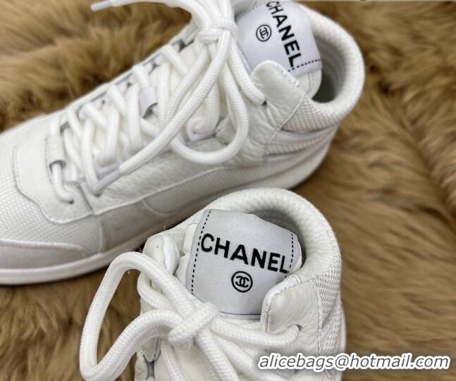 Duplicate Chanel Fabric, Suede & Calfskin High top Sneakers G38804 White/Gray 2022