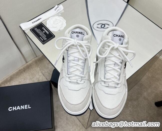 Duplicate Chanel Fabric, Suede & Calfskin High top Sneakers G38804 White/Gray 2022