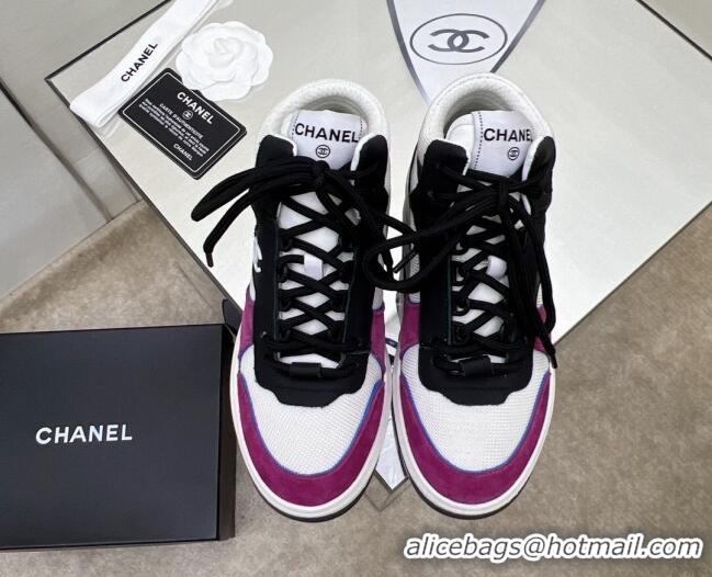 Most Popular Chanel Fabric, Suede & Calfskin High top Sneakers G38804 White/Dark Pink 032523