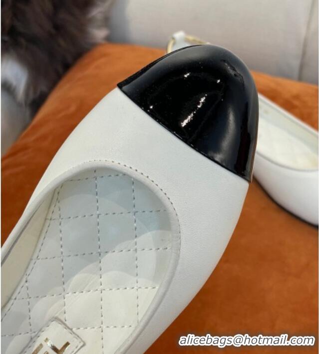 Trendy Design Chanel Lambskin Ballerinas with Ring Strap G38986 White 2022