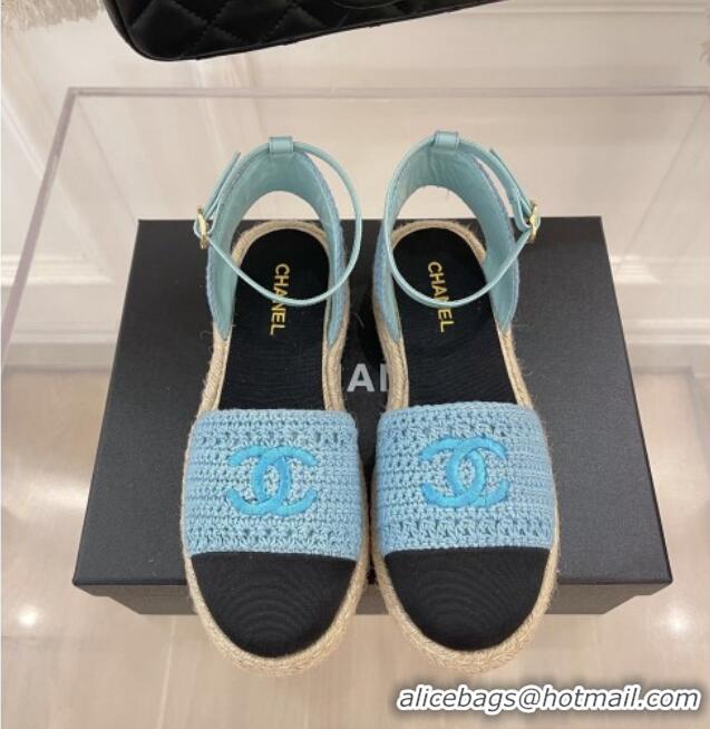 Top Design Chanel Open Espadrilles G38737 Blue