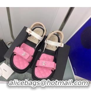 Shop Cheap Chanel Calfskin Strap Sandals G38880 Pink 041257