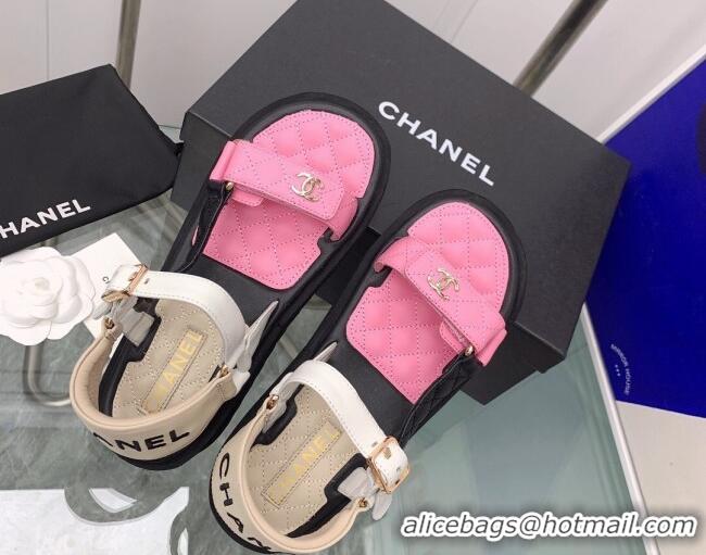 Shop Cheap Chanel Calfskin Strap Sandals G38880 Pink 041257