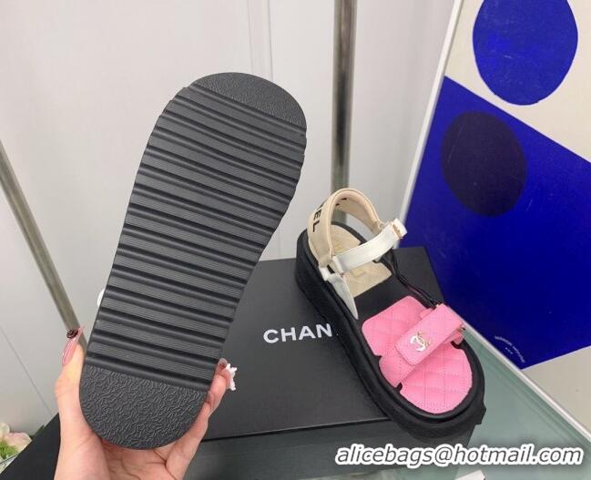 Shop Cheap Chanel Calfskin Strap Sandals G38880 Pink 041257