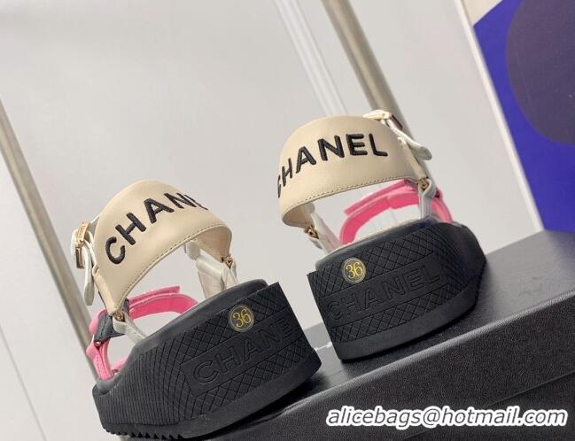 Shop Cheap Chanel Calfskin Strap Sandals G38880 Pink 041257