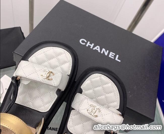 Charming Chanel Calfskin Strap Sandals G38880 White 041259